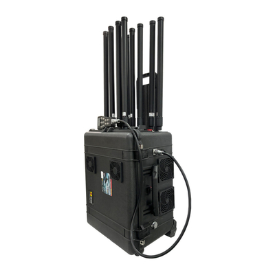 8 canaux 3KM Trolley style Drone Jammer 1.2GHz 1.4GHz 1.5GHz 2.4GHz 5.2GHz 5.8GHz