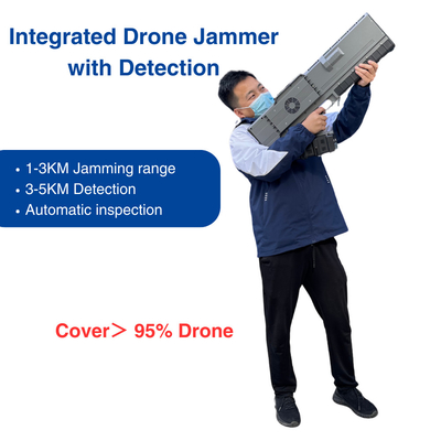 3KM Drone Jammer avec détecteur de détection 5KM 900MHz 1.5GHz 2.4GHz 5.8GHz Jammer Gun tout en un