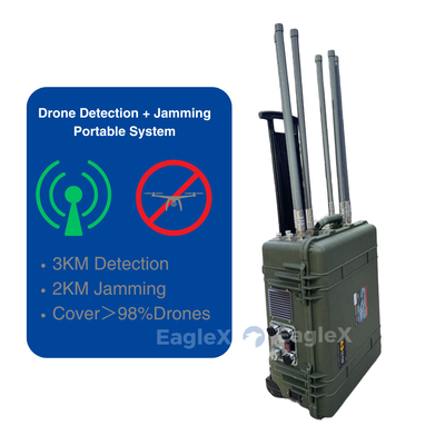 Détecteur de drones de valise Drone portable 3 km Détection et système de brouillage de 2 km Technologie anti-drone
