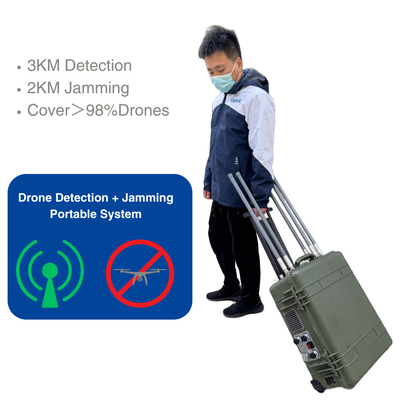 LZ335 Drone portable 3km détection et 2km système de brouillage FPV Drone Jammer intégré