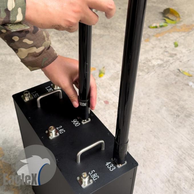 6 bandes anti FPV Drone Jammer 433M 900M 1.2G 1.5G 2.4G 5.8G signal UAV GPS Amplificateur de sac à dos 0