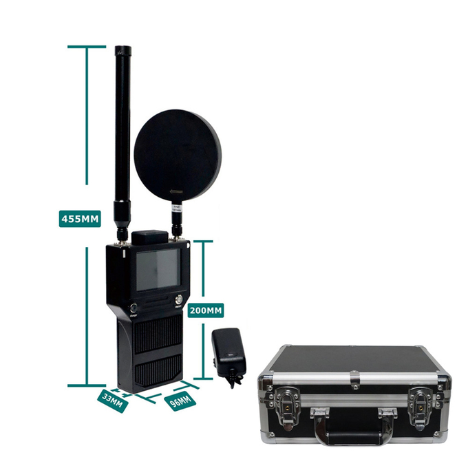 Détecteur de drones DJI portatif 3KM FPV 400MHz 2.4GHz 5.2G 5.8G Détection portative 0